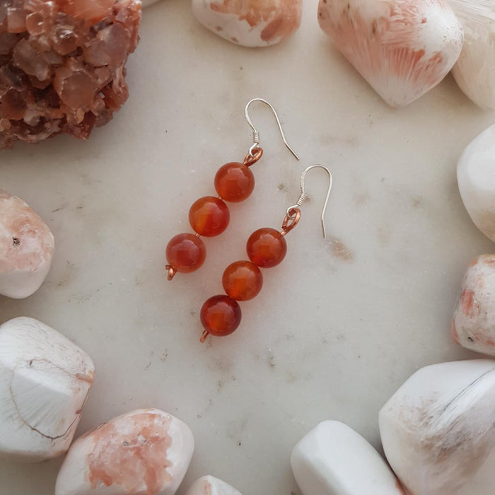 Carnelian Earrings (sterling silver hooks. hand crafted in NZ)