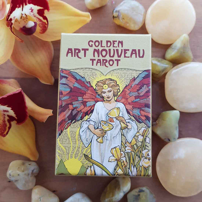 Golden Art Nouveau Tarot Deck (a mini deck. 78 cards with instructions)