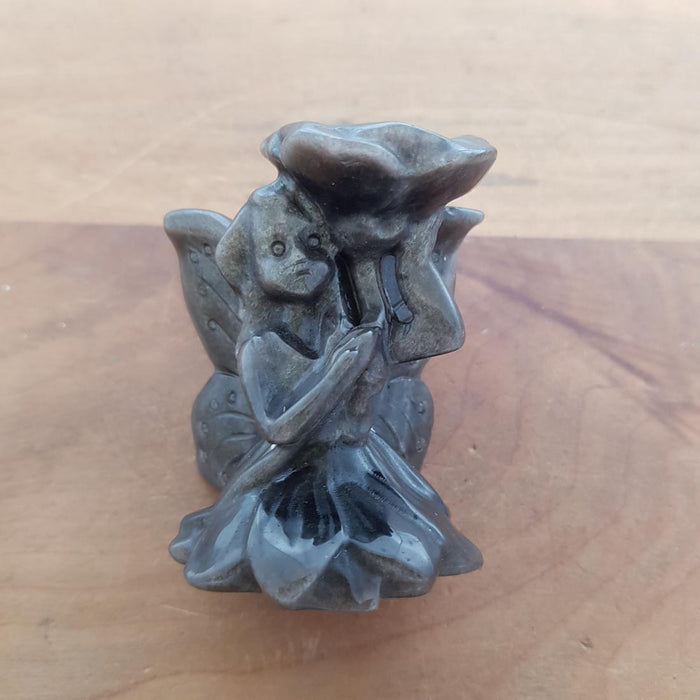 Silver Sheen Obsidian Fairy Sphere Stand (approx.5.5x5x4cm)