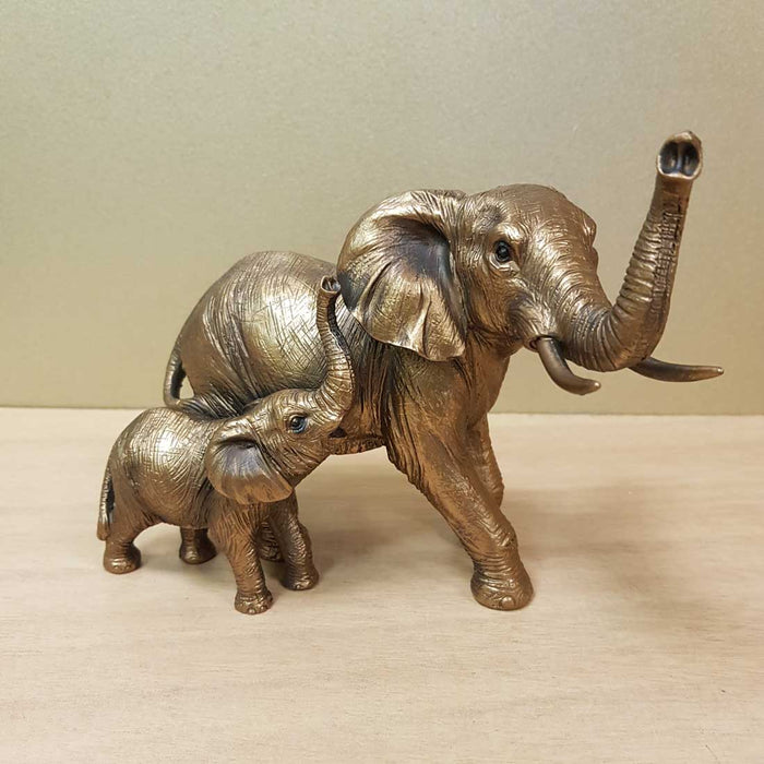 Elephant and Baby Bronze Look (approx. 17x13.7x10cm)