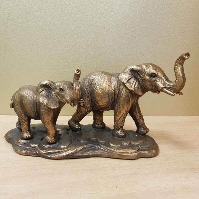 Elephants Walking Bronze Look (approx. 25x13.8x11cm)