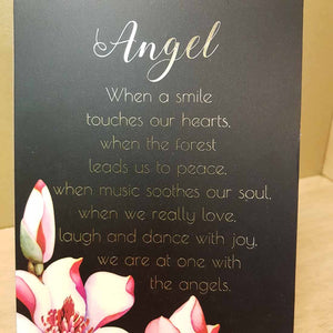Angel When A Smile Touches Our Hearts Black With Pink Flowers Plaque