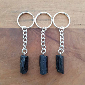 Black Tourmaline Rough Chunk Keyring