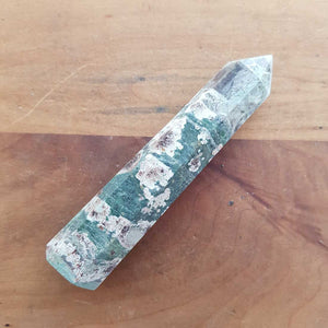 Rhyolite Flower in Green Jasper Polished Point