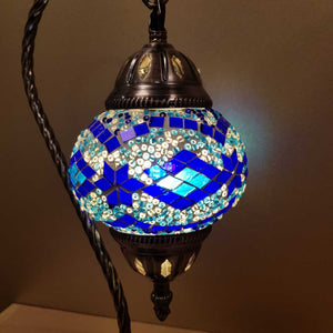 Blue Diamond Star Turkish Swan Neck Style Mosaic Lamp