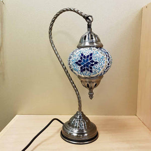 Two Blue Turkish Swan Neck Style Mosaic Lamp