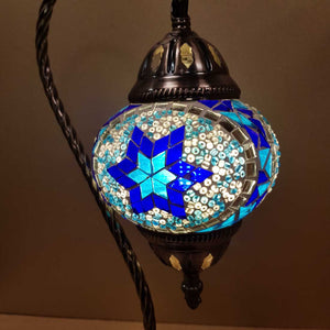 Two Blue Turkish Swan Neck Style Mosaic Lamp