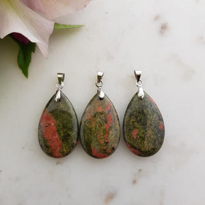 Unakite Tear Drop Pendant