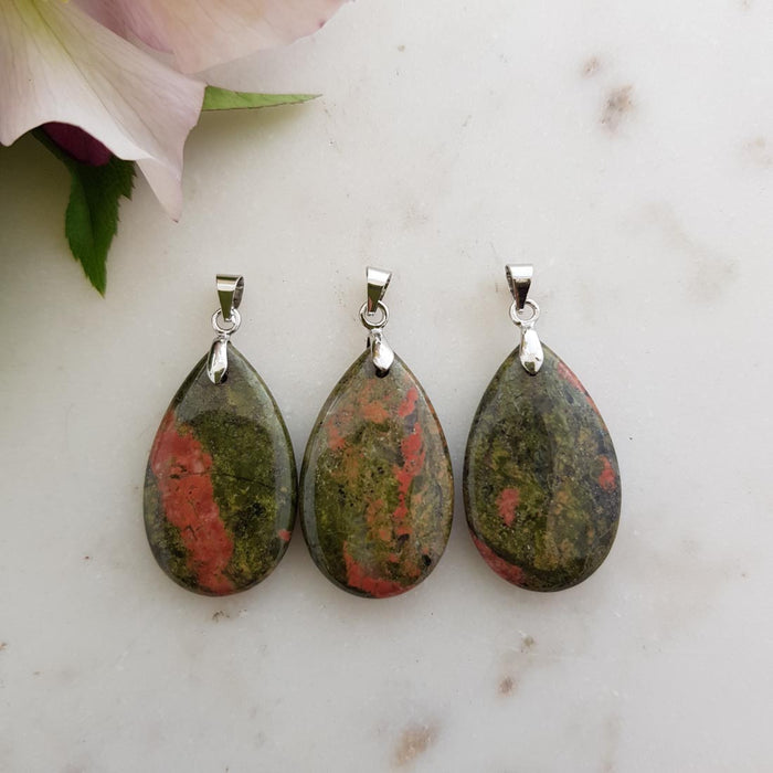 Unakite Tear Drop Pendant (assorted)