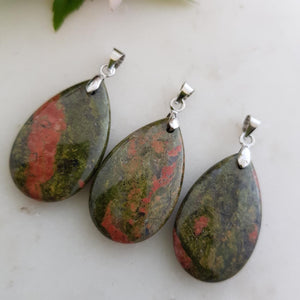 Unakite Tear Drop Pendant