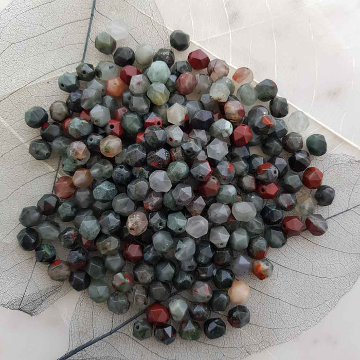 African Bloodstone Faceted Bead (assorted. approx. 8mm round)