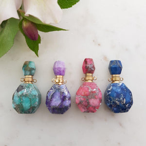 Dyed Jasper & Pyrite Keepsake Bottle Pendant