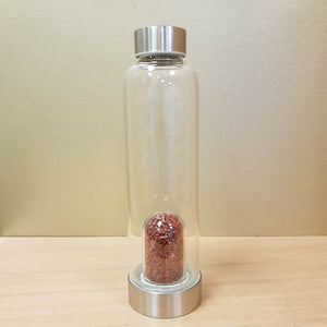 Red Jasper Crystal Chip Energy Water Bottle (assorted approx. 500ml capacity Domed Chamber with Neoprene Sleeve)
