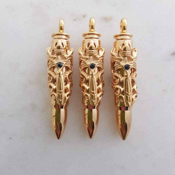 Gold Look Bullet Pendant with Cross (surgical steel)