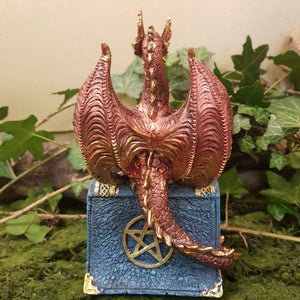 Red Dragon On Book with LED (approx 10×7.2×16.8cm)