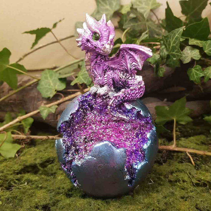 Purple Dragon On Crystal Ball with LED (approx 8.5x8x12cm)