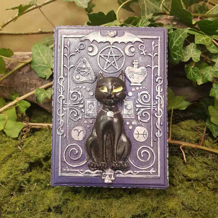 Black Cat On Blue Box Small  (approx 12x8.5x5cm)