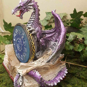 Purple Dragon Holding Zodiac Board with LED(approx 16x13x17.8cm)