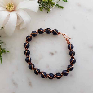 Blue Sandstone Copper Wrapped Bracelet