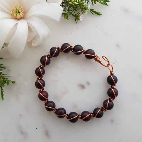 Bloodstone Copper Wrapped Bracelet (hand crafted in NZ. medium)