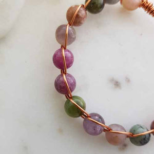 Tourmaline Copper Wrapped Bracelet