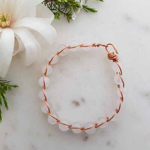 Rose Quartz Copper Wrapped Bracelet