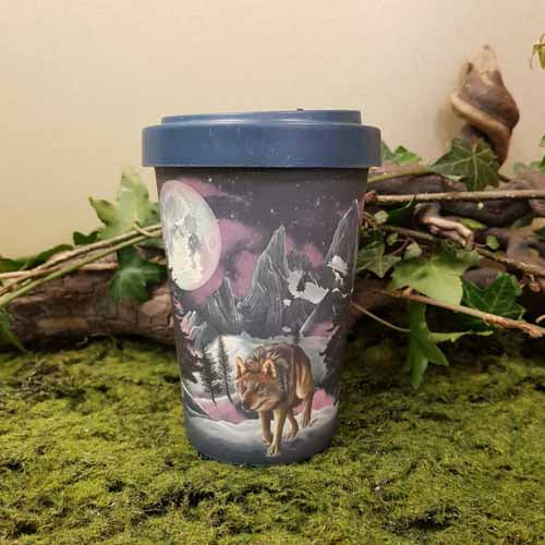 Wolf Pack Biodegradable Travel Mug by Lisa Parker (approx. 14x9.5cm)