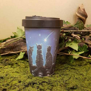 Cats Wish Upon a Star Biodegradable Travel Mug by Lisa Parker 