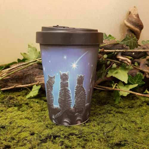 Cats Wish Upon a Star Biodegradable Travel Mug by Lisa Parker (approx. 14x9.5cm)