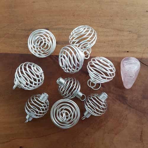 Spiral Cage for Pendants & Keyrings (assorted styles & corded up)