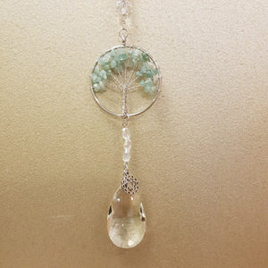 Green Aventurine Heart Chakra Tree of Life Hanging Prism/Suncatcher