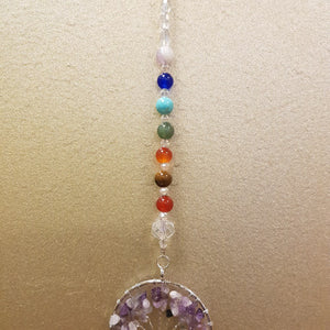 Amethyst Crown Chakra Tree of Life Hanging Prism/Suncatcher