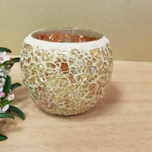 Gold Mosaic Candle Holder 