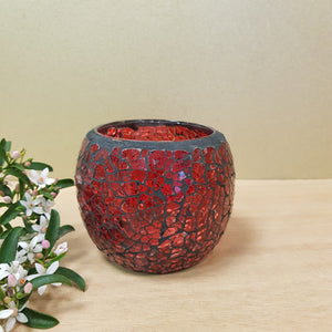 Red Mosaic Candle Holder