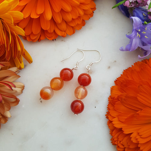 Carnelian Earrings Hand Crafted in Aotearoa New Zealand (assorted. sterling silver hooks)