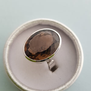 Smoky Quartz Large Oval Ring (sterling silver)