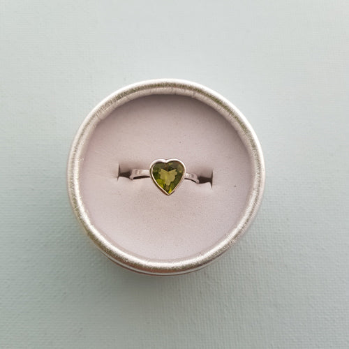Peridot Heart Ring  (sterling silver)
