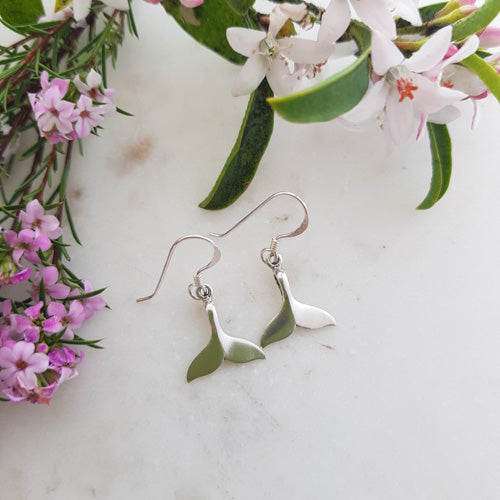 Whale Tail Earrings (Sterling Silver)