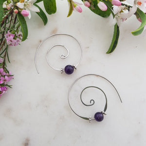 Amethyst Spiral Earrings