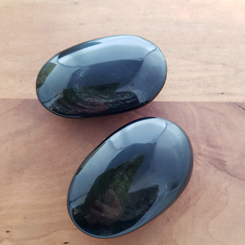 Gold Sheen Obsidian Palm Stone (assorted. approx. 7-8x4-5x3cm)