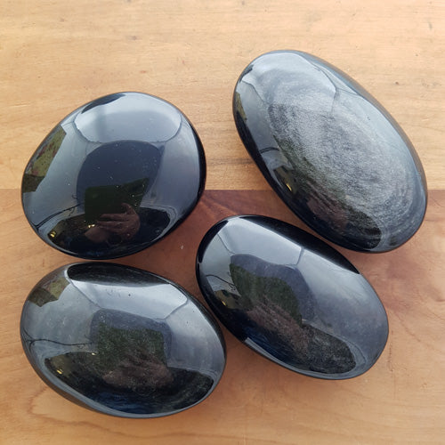 Silver Sheen Obsidian Palm Stone (assorted. approx. 7-9.5x5-6x2-3cm)