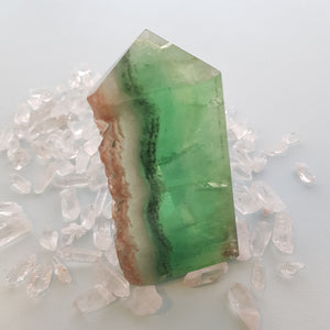 Green, Purple & Gold Partially Polished Fluorite Slab