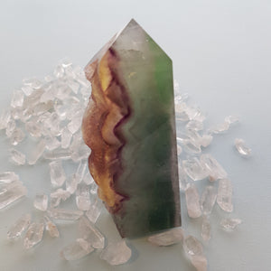 Green, Purple & Gold Partially Polished Fluorite Slab