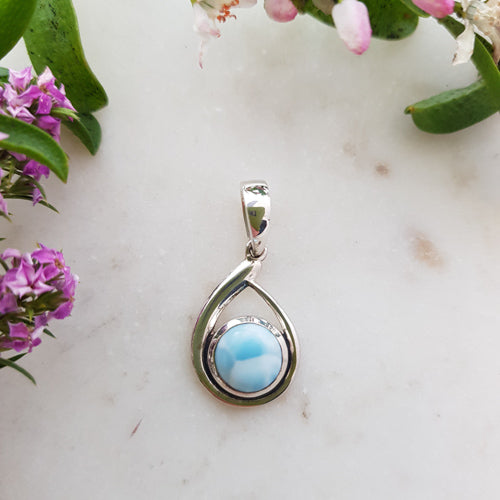 Larimar Pendant Tear Drop Shape (sterling silver)