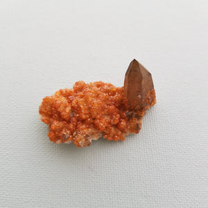 Spessartite/Spessartine Garnet Cluster with Smoky Quartz Poin