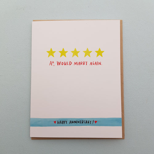 Five Stars Anniversary Greetings Card