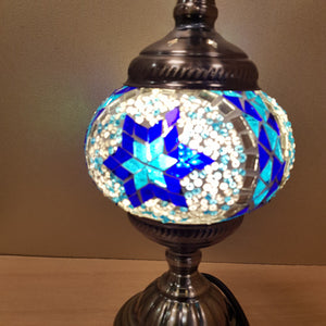 Blue & White Star Turkish Lamp (approx. 29x13cm)