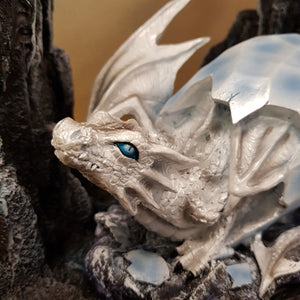 Two White Dragons in Icy Cave