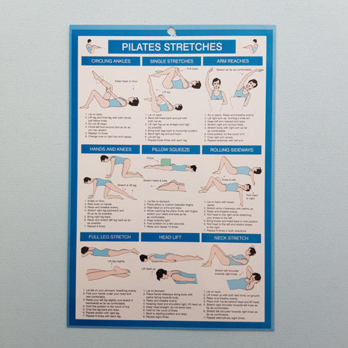 Pilates Stretches Chart (approx. 24x16cm)