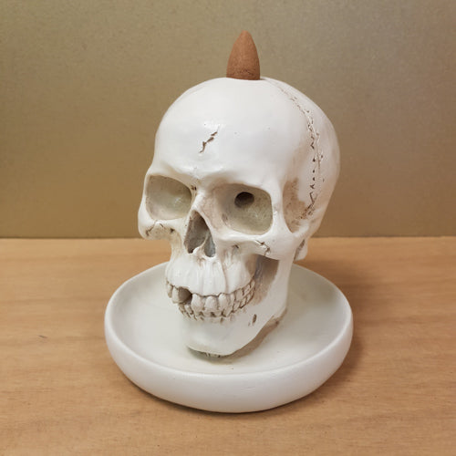 Cream Skull Backflow Burner (approx12.5 x11.5x11.5cm)
